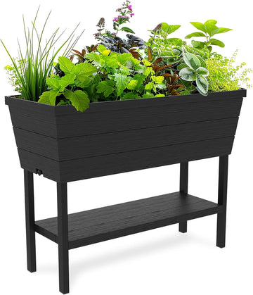 Urban Bloomer 12.7 Gallon Raised Garden Bed and Outdoor Herb Garden Planter with Self Watering Gauge and Drainage