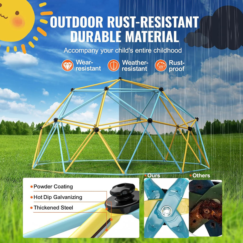 Climbing Dome, 10FT Geometric Dome Climber Play Center for Kids 3 to 10 Years Old, Jungle Gym Supports 750LBS and
