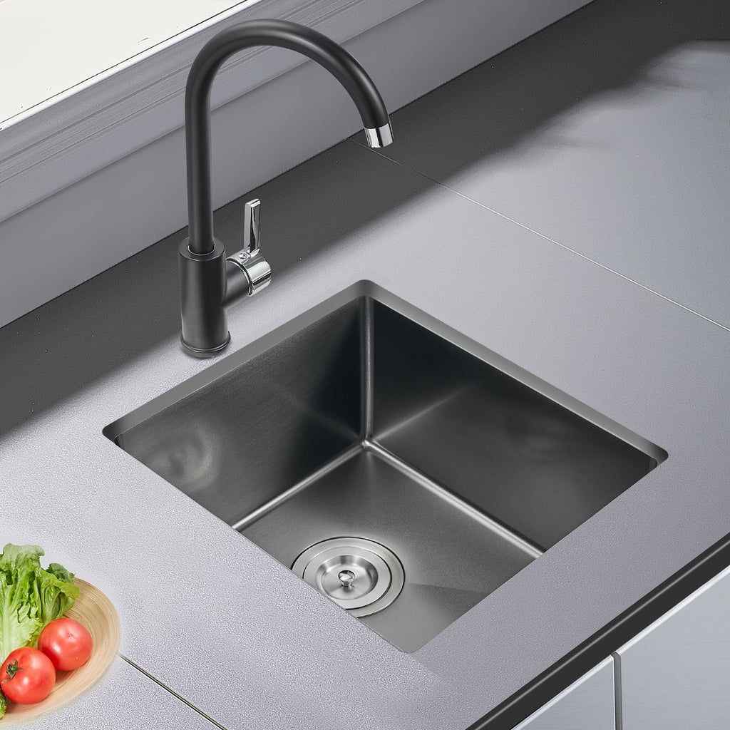 15"x17" Undermount Single Bowl Bar Sink 304 Black Stainless Steel