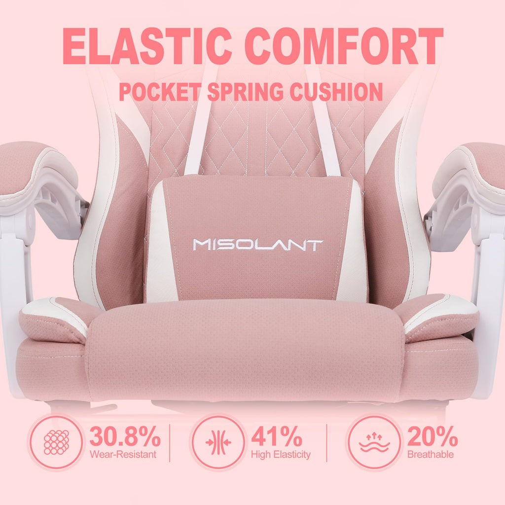 Gaming Chair, Fabric Gamer Chair with footrest for Adults, High Back Ergonomic Computer Game Chair with Adjustable