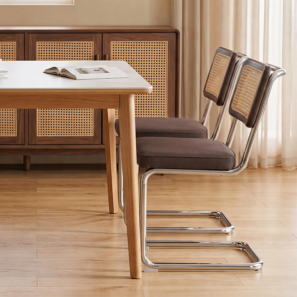 Rattan Dining Chairs, Velvet Fabric Dining Chairs Set of 4