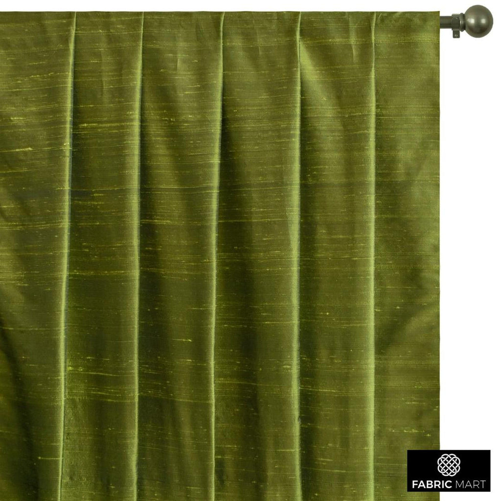 Mart Direct Olive Green Silk Dupioni Fabric By The Yard, 1 Yard 41 inches Width Slubbed Dupioni Silk Solid Color