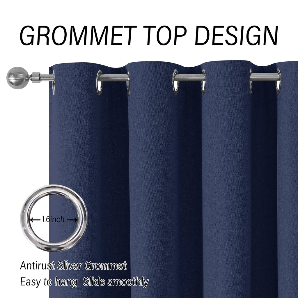 Navy Blue Blackout Curtains 96 Inches Long 2 Panels