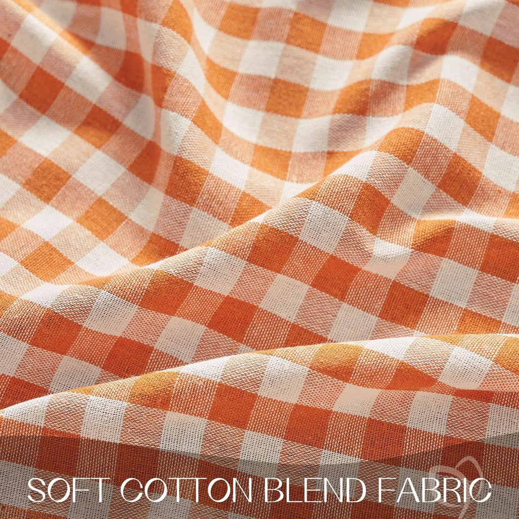 Fall Gingham Ruffled Tablecloth Rectangle, 60 x 102 Inch Orange