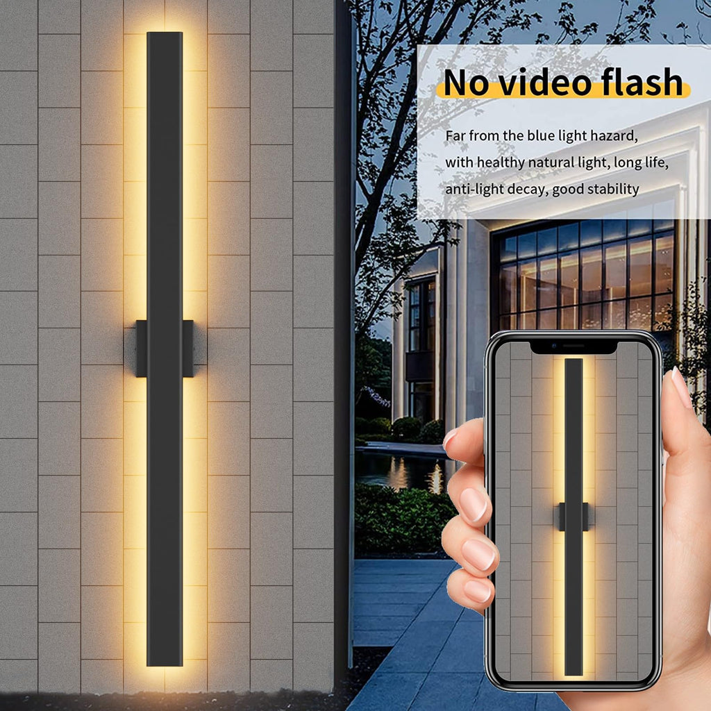47.2" LED Outdoor Wall Light, Modern Black Exterior Lighting Fixture