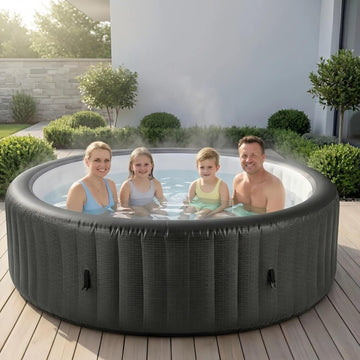 Inflatable Hot Tub for 4-6 Person, 82" Round Portable Hot Tub with Automatic Inflation, 130 Bubble Jets & Durable