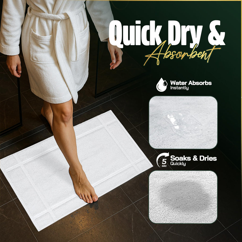 6 Pack Cotton Bath Mats, 20" X 30", White