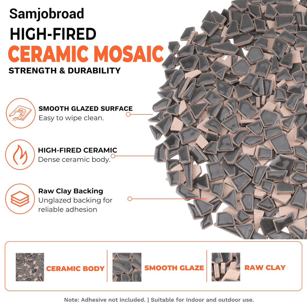 1.5LB Irregular Ceramic Mosaic Tiles, Slate Gray