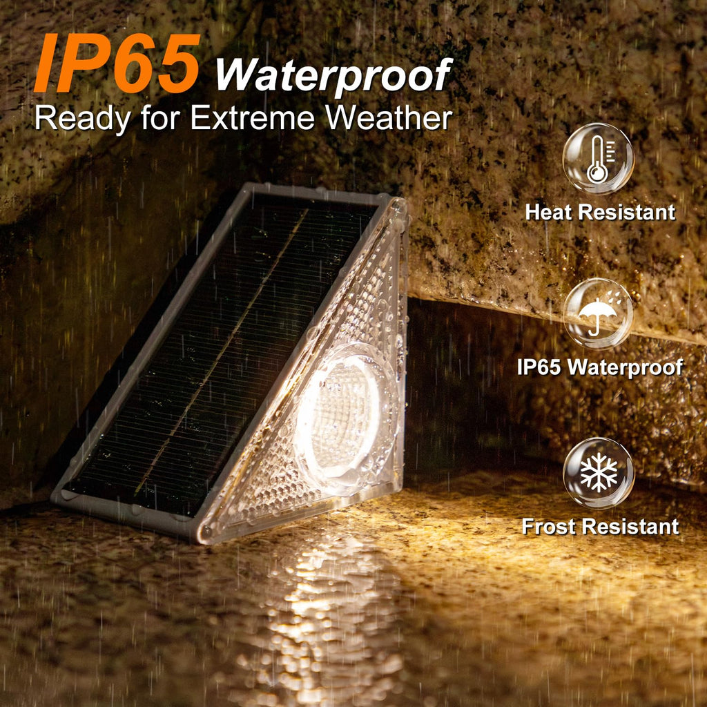 Stair Lights Outdoor 12 Pack, 10 Color Modes Solar Step Lights for Outside, Waterproof IP67 Solar Lights for Garden