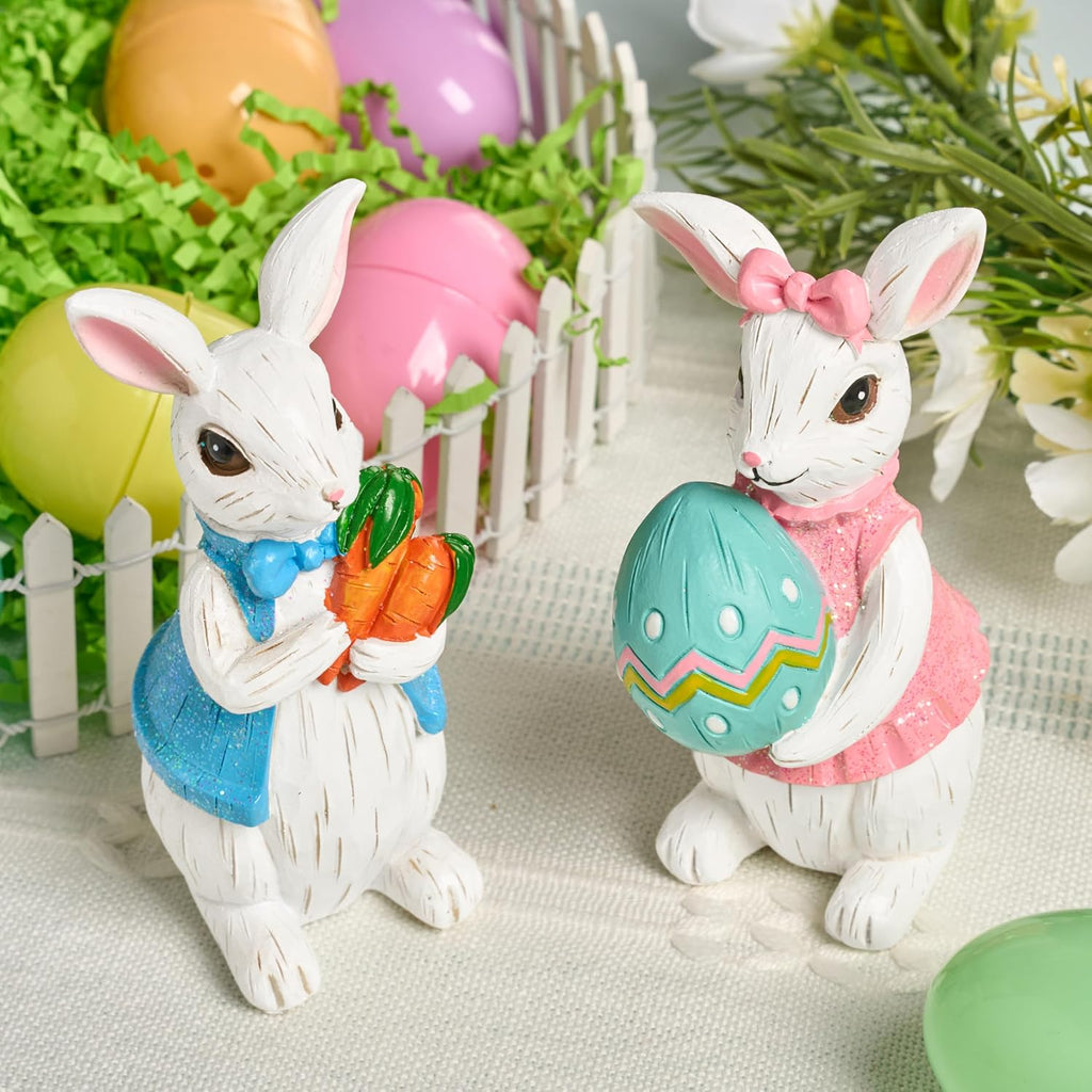 Easter Bunny Decor, Easter Indoor Decorations for Table, Spring Decor, Rabbit, Egg Figuring and Office - Set of 2
