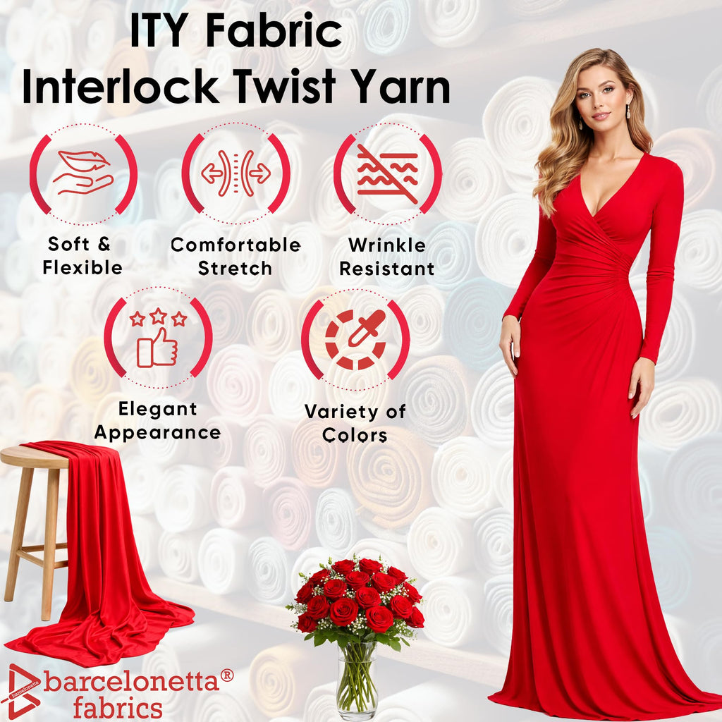 ITY Jersey Fabric | Spandex Knit | 2-Way Stretch | 95% Poly, 5% Spandex | Anti-Wrinkle, Breathable | 60" Wide | By