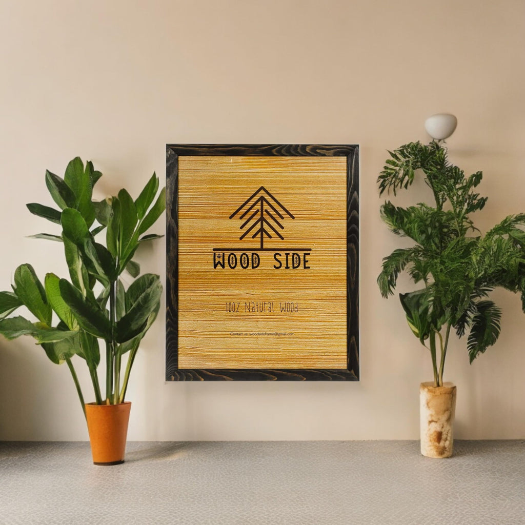 Rustic Wooden Poster Picture Frame 11x17 - Natural Solid Eco Distressed Wood for Wall Mounting Photo Frame - Charcoal