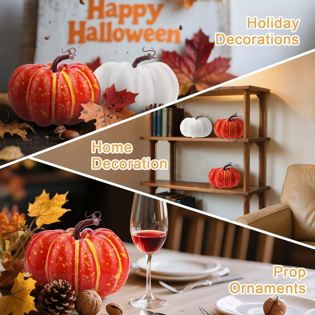 6.7 Inch Orange Artificial Foam Pumpkins for Fall Home Decorating