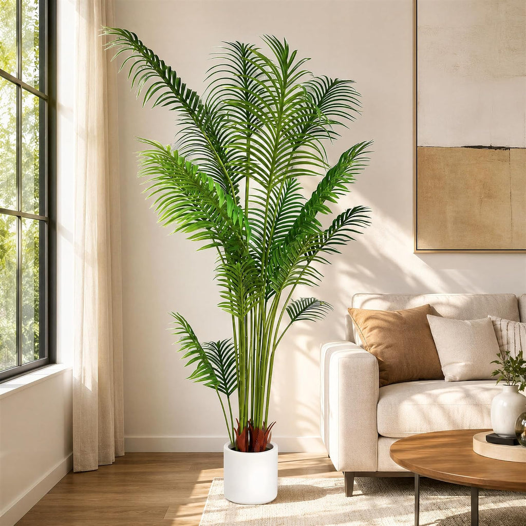 Artificial Palm Tree 6 ft Tall Fake Floor Plant Tropical Trees, 2 Pack - Set of 2