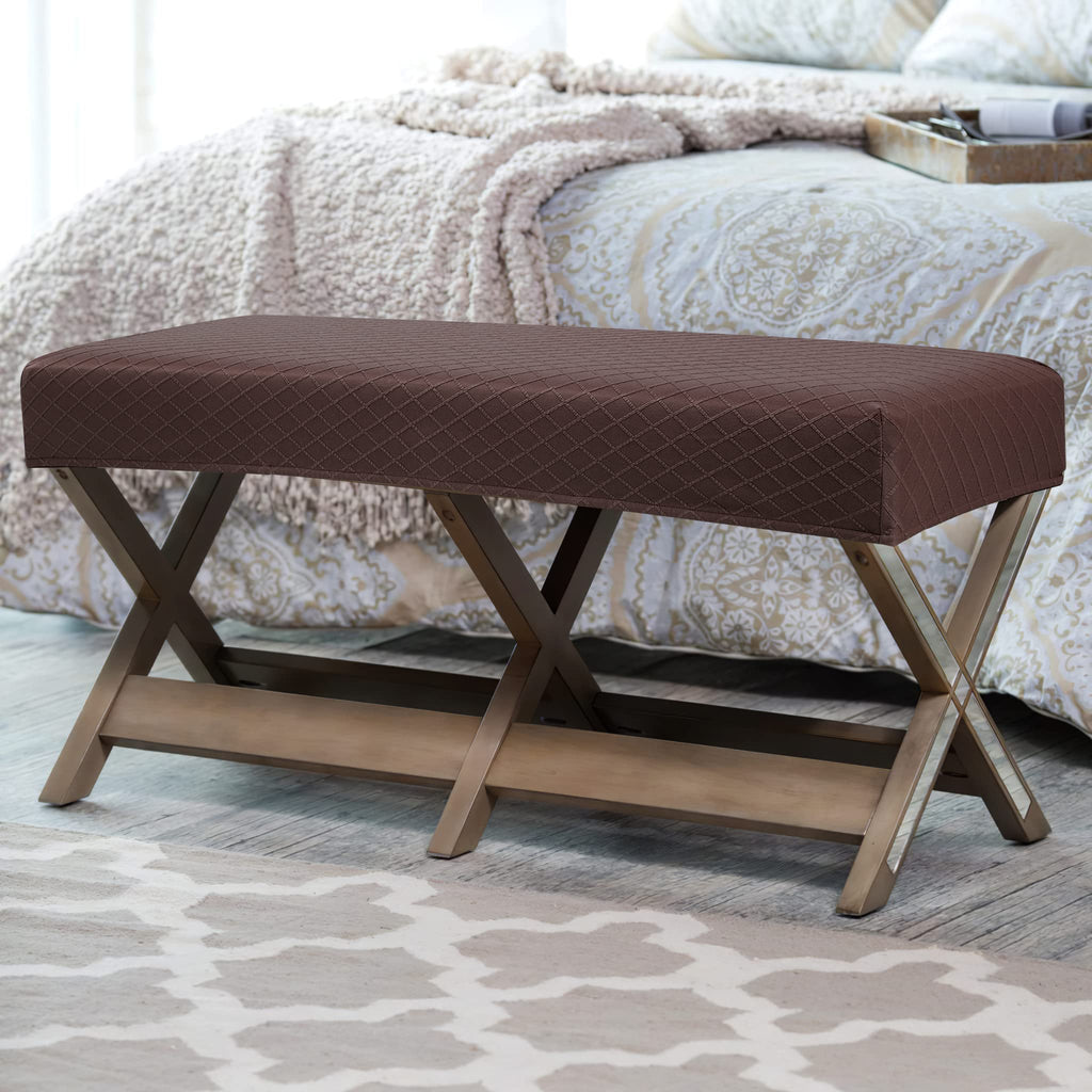 Waterproof Dining Bench Cover, Removable Bench Slipcover Washable Bench Seat Protector Cover (Chocolate)