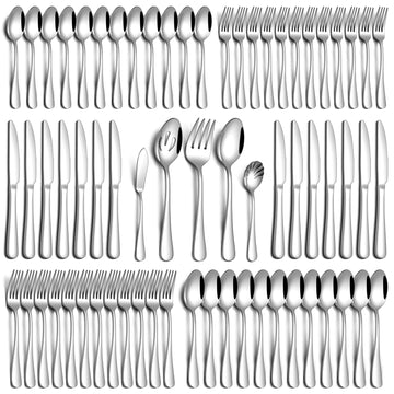 65 Piece Silverware Set with Serving Utensils, Stainless Steel Flatware Set for 12 Food Grade Novelty Flatware