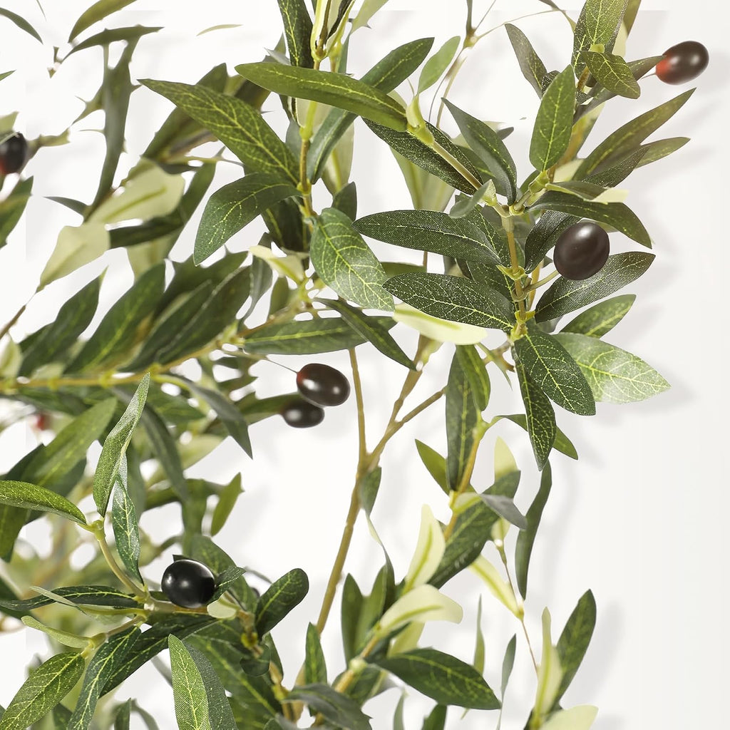 Faux Olive Tree 8ft with Large Olive Branches and Lifelike Olive