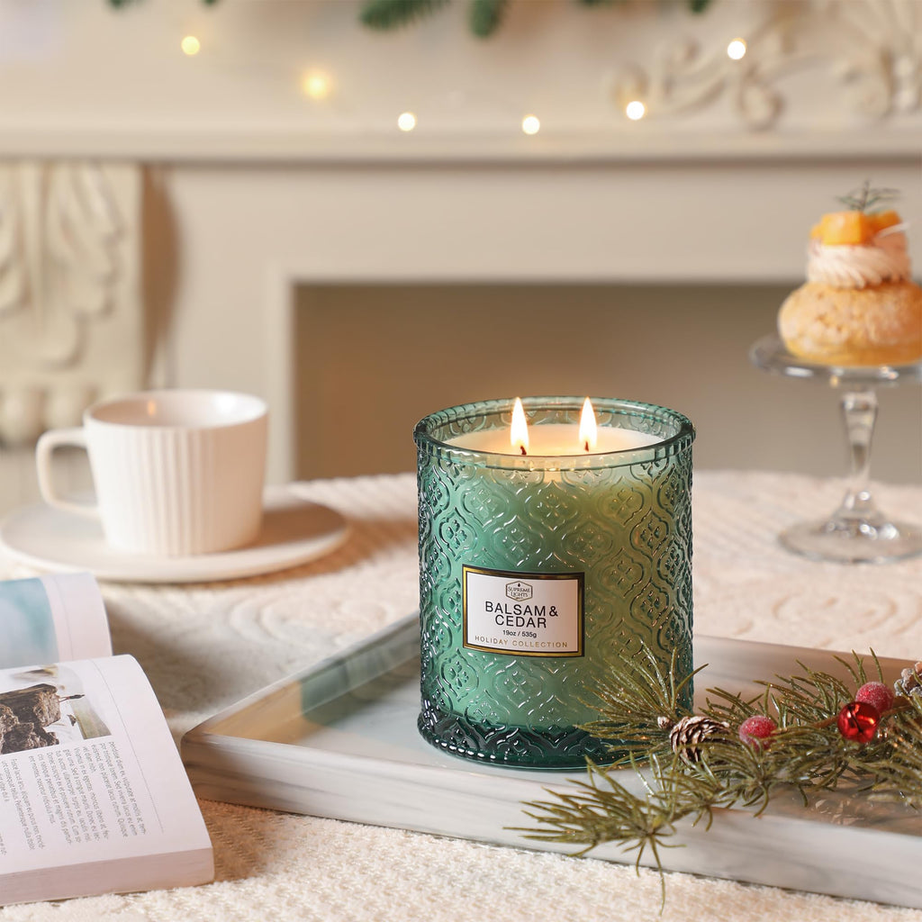 Winter Large Candles, Balsam & Cedar Candle, Candles for Winter Home Decor