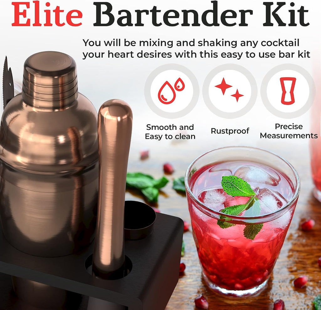 Cocktail Shaker Set: Bartender Kit Bar Mixology Cocktail Bar Set Plus E-Book with 30 Recipes - Set of 6