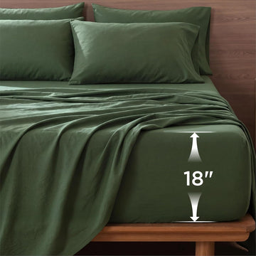 Deep Pocket King Sheet Set - 6 Piece, Prewashed Ultra-Soft King Sheets Set, Fits Mattresses Up to 18 Inches Thick