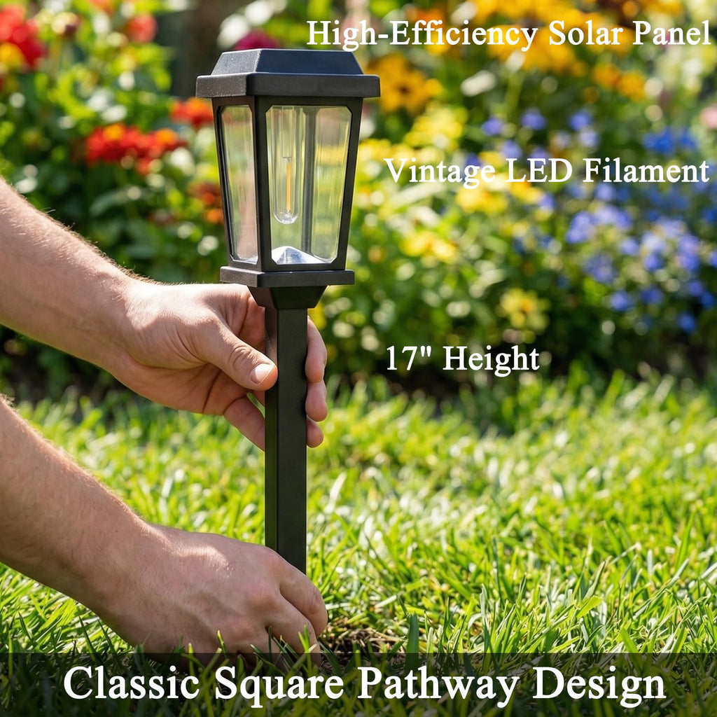 12 Pack Solar Lights Outdoor, Modern Solar Pathway Lights Outdoor, Waterproof Auto On/Off Garden Lights for Yard