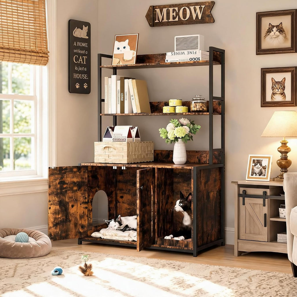 Large Litter Box Enclosure with Storage Shelves