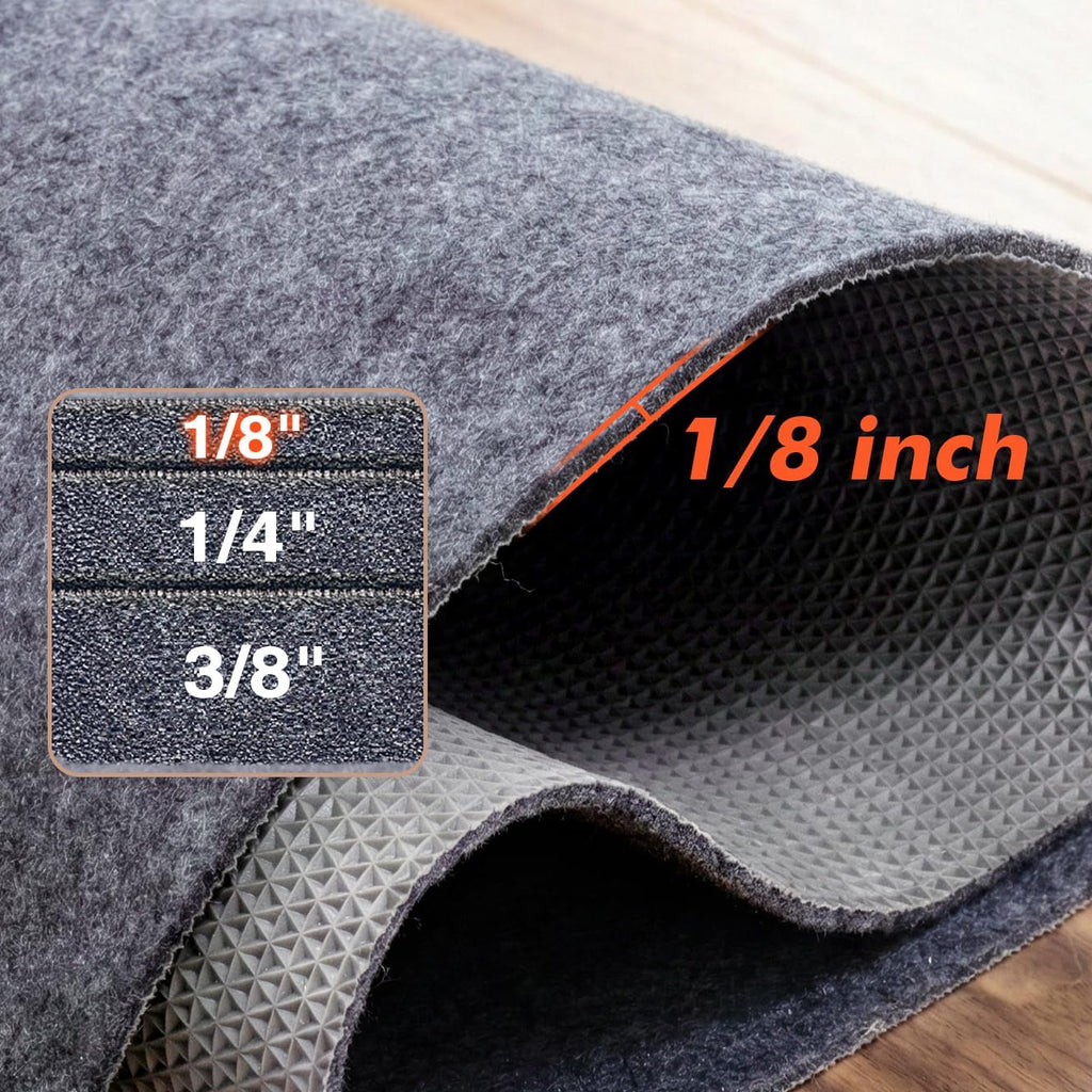 Non-Slip Rug Pad 9' x 12' - Felt & Rubber Underlay in Dark Gray, Waterproof & Grippy for Hardwood, Tile, Laminate - Set of 108
