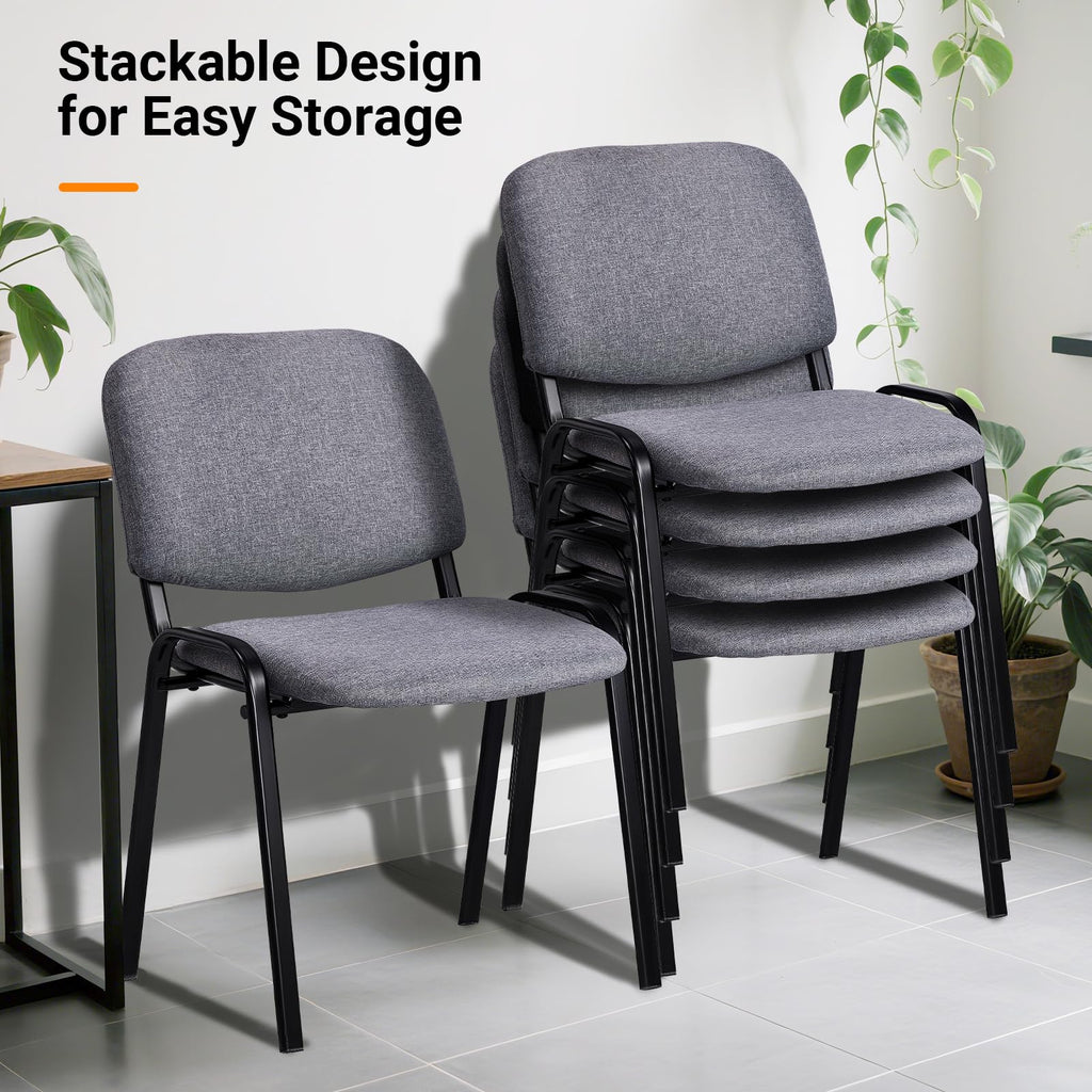5-Pack Waiting Room Chairs, Stackable Chair, Fabric-Grey