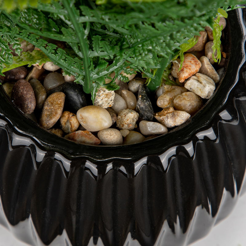 Faux Plant Indoor in Ceramic Pot 11" Artificial Potted Fern Fake House Plants for Desk Office Bathroom Garden