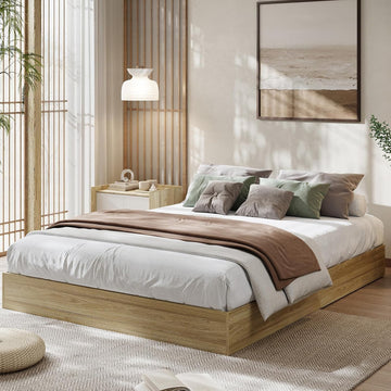 Bed Frame Solid Wood Platform, Low Profile Floor-Standing Japanese Style Bed, No Box Spring Needed, Easy Assembly 10