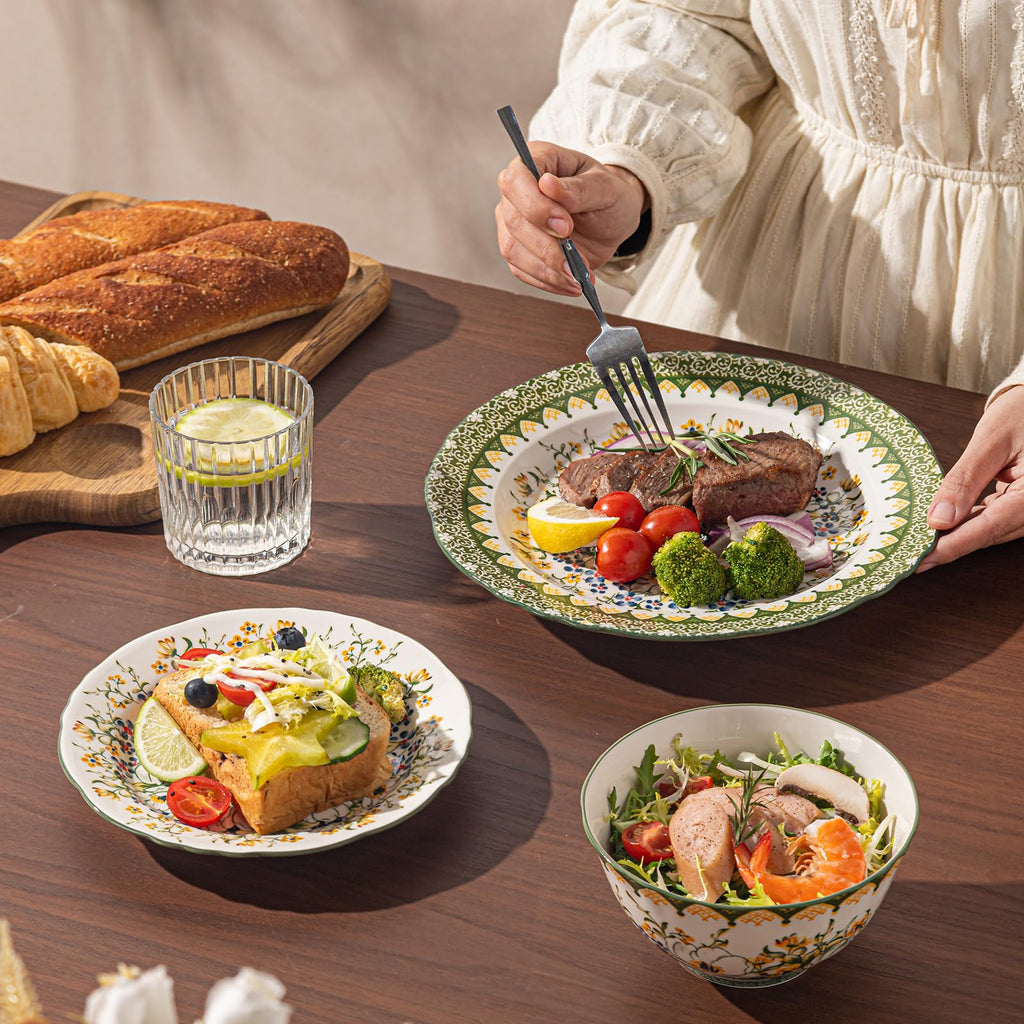 Ceramic Dinnerware Set, Series Western I(Green Jasmine)