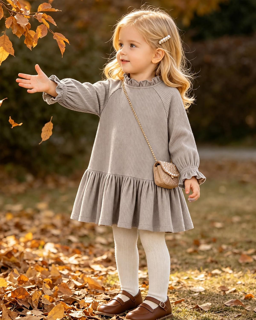 Toddler Baby Girl Dress Fall Outfits Knit Long Sleeve