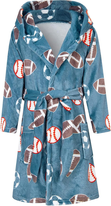 Boys Robe Kids Hooded Fleece Bathrobe