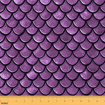 Mermaid Scales Fabric By The Yard Fish Scales Print Upholstery Fabric Ocean Marine Themed Soft Flannel Indoor Decor