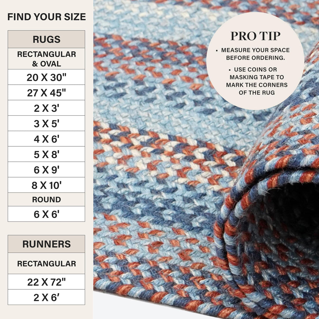 Cape Cod Blue Round Braided Rugs 6'