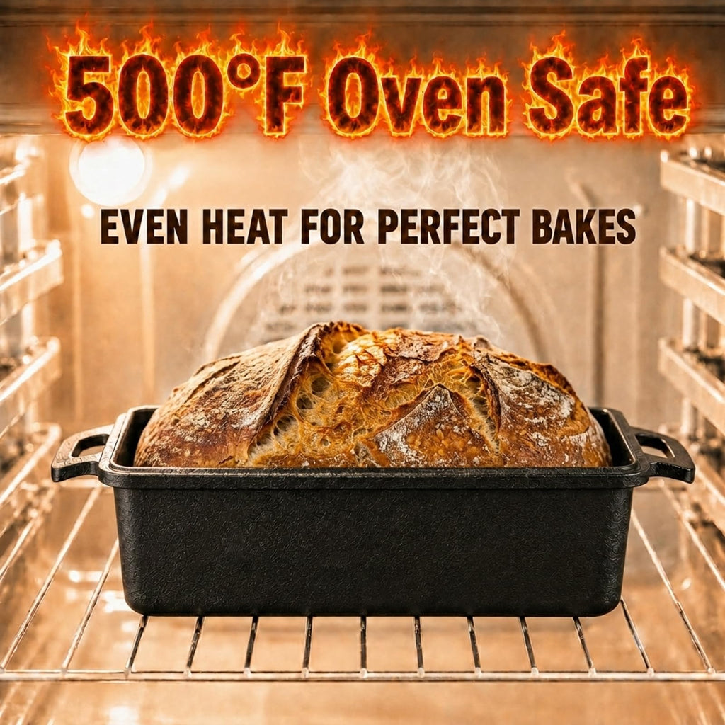 9×5 Inch Cast Iron Loaf Pan with Lid | Bread Baking Pan | Even Heat Distribution made Bread, Cake, and Meatloaf | 2