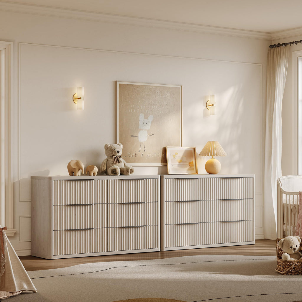 Bedroom Dresser with 12 Deep Wide Large Fluted Drawers for Closet