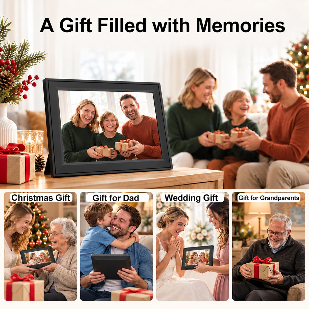 WiFi Digital Picture Frame, 10.1 Inch Touchscreen, Easy to Use