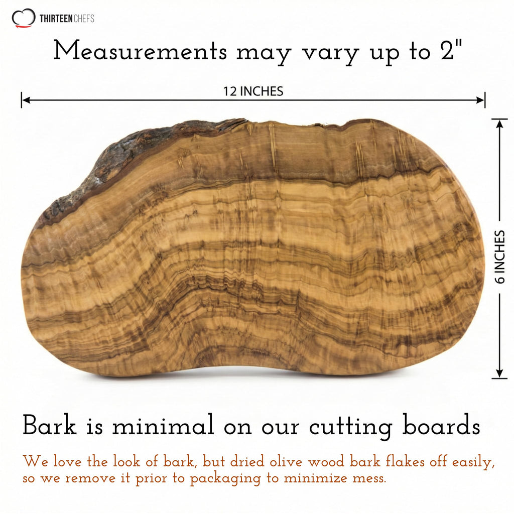 Olive Wood Cheese Board 12 Inch Long - Beautiful Wooden Serving Board for Charcuterie, Snacks, Appetizers and Parties