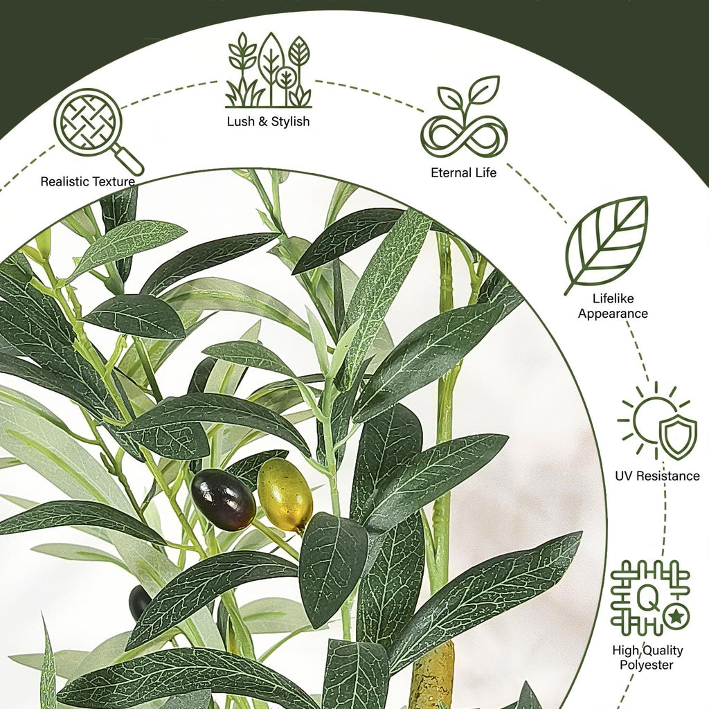 Olive Trees Artificial Indoor, 7FT Tall Faux Olive Tree with Lush Leaves and Lifelike Fruits, Artificial Plants in