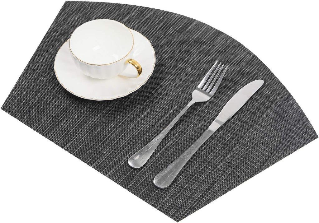 Small Round Table Placemats Woven Vinyl Wedge Placemats with Centerpiece Round Table Mats Heat Resistant - Set of 5