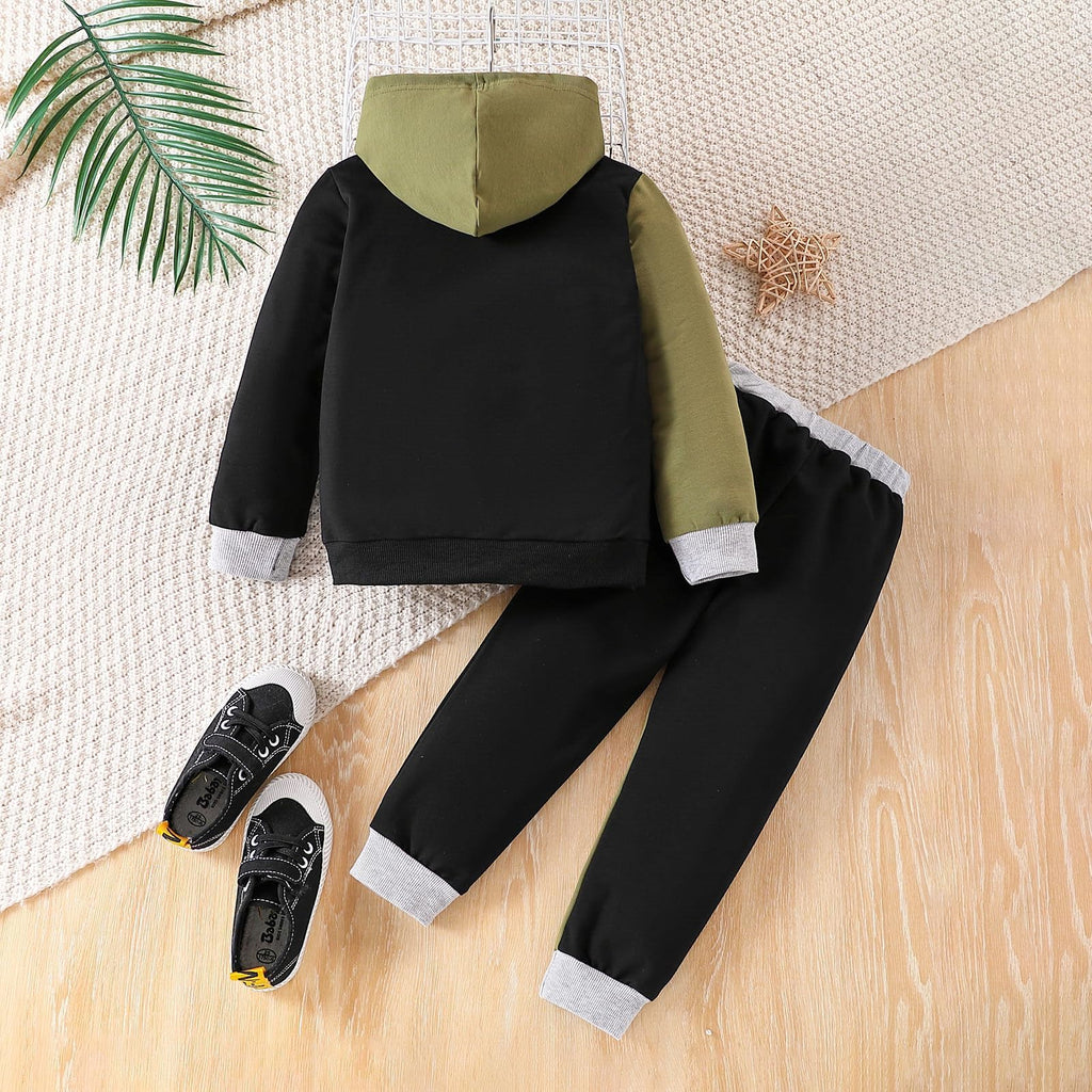 Toddler Baby Boy Clothes Fall Hoodies Color Block Sweatshirt Pants 2pcs 5 T Winter Outfits Set