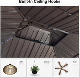 10’ X 10’ Outdoor Hardtop Gazebo Metal Frame Galvanized Steel Double Roof with Curtains and Nettings for Patio Desk