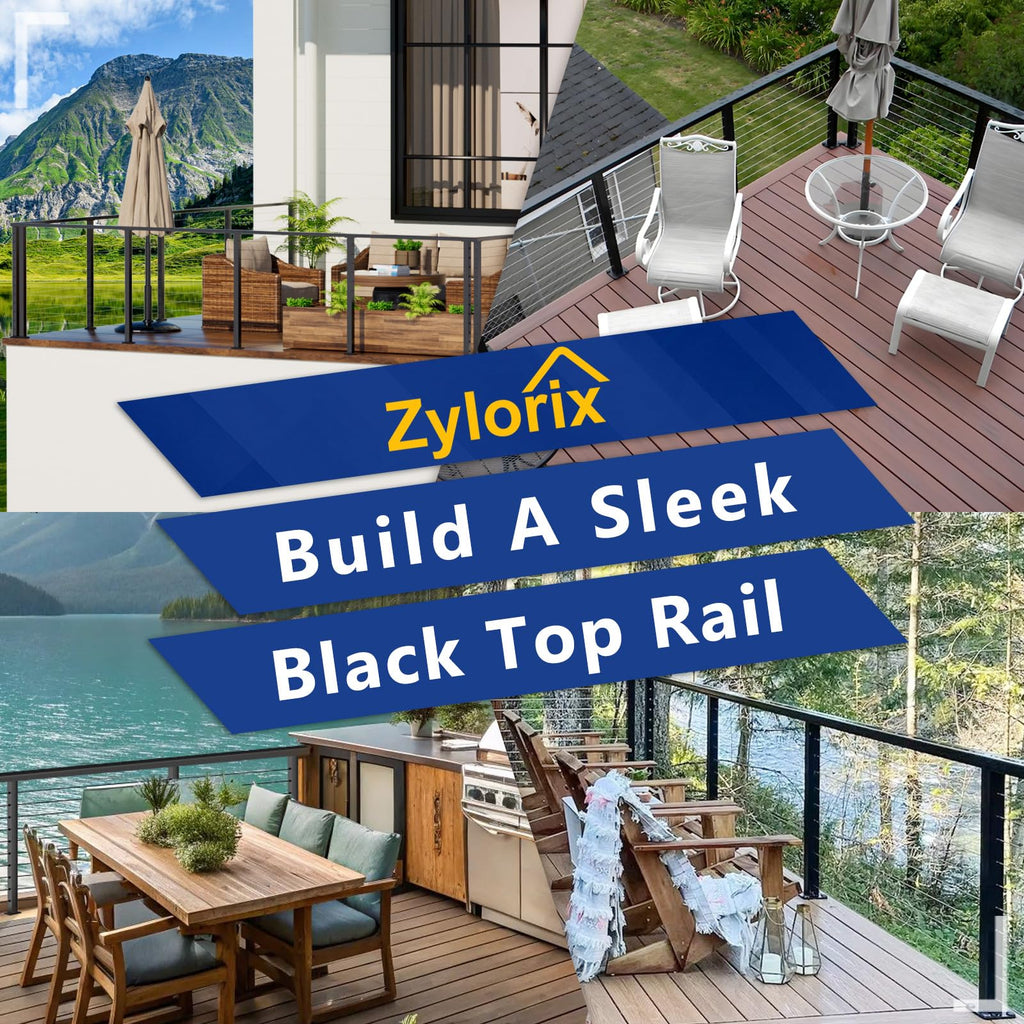 6FT Modular Stainless Steel Black Handrail, 2.36" W x 1.18" H