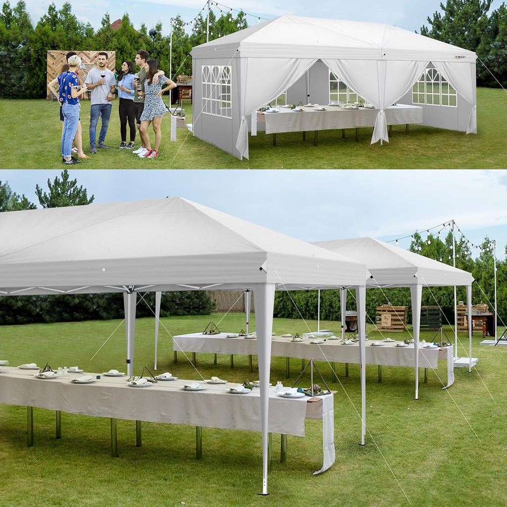 10x20 ft Pop Up Canopy Tent with 6 Sidewalls with Carry Bag, Outdoor Gazebo Shelter