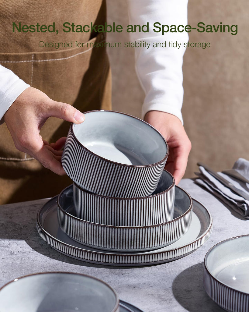 Star Dinnerware Sets with Mugs, Ceramic Plates and Bowls Set for 4
