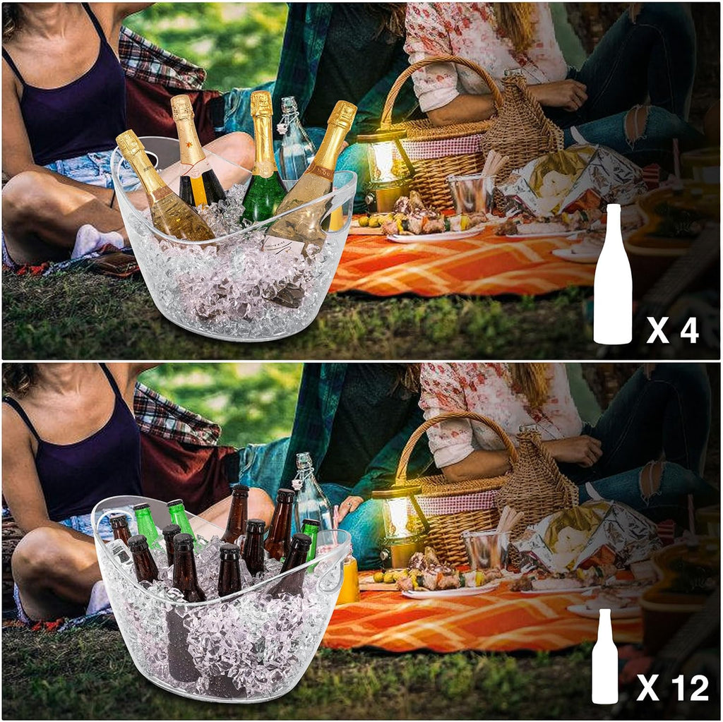 Large Clear Ice Bucket 3 Gallon(12L), Beverage Tub for Parties (2 Pack) - Set of 2