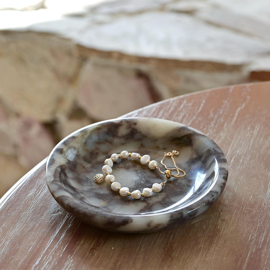 Natural Marble Ring Dish Jewelry Tray, 5.5" Trinket Dish
