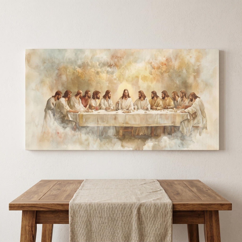 Last Supper Canvas Wall Art Framed Christian Gift 24x48 Inch