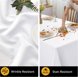 10-Pack White Tablecloths for Rectangle Tables, 60 x 102 Inches, Stain-Resistant Polyester Fabric fo